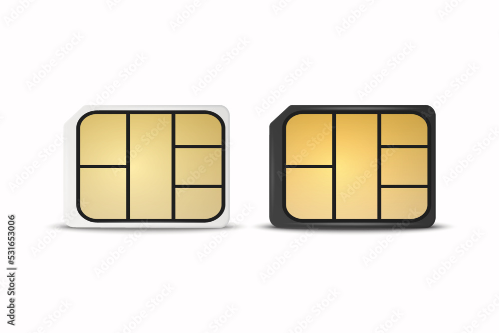 Vector 3d Realistic White and Black Plastic Nano Sim Card Template Set Isolated. Design Template of Sim Card for Mockup, Branding. Front View Vector 3d Realistic White and Black Plastic Nano Sim Card Template Set Isolated. Design Template of Sim Card for Mockup, Branding. Front View