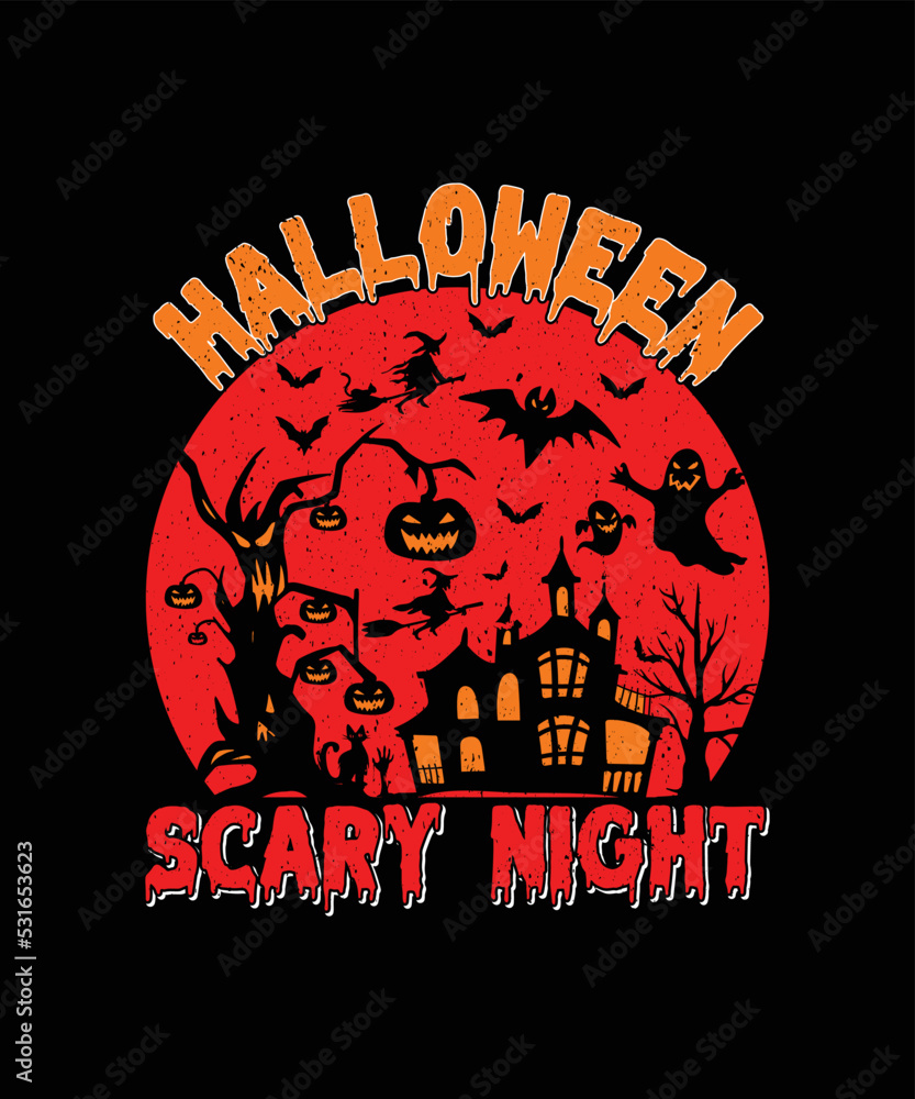 Halloween Scary Night T-shirt Design/Halloween t-shirt design