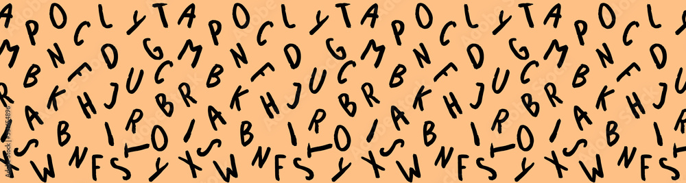 template with the image of keyboard symbols. set of letters. Surface template. pastel yellow orange red background. Banner for insertion into site.