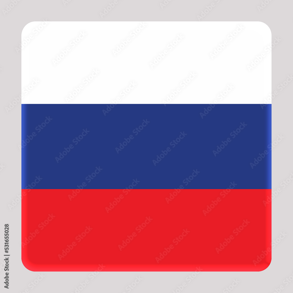 3D Flag of Russia on a avatar square background. 3D Flag of Russia on a avatar square background.