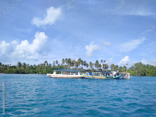 Traditional boat in Rengit Island. Traditional way of transport in Rengit Island. Belitung Island  Indonesia.