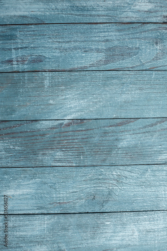  Vintage blue wood background texture with knots and nail holes. Old painted wood wall. Blue abstract background. Vintage wooden dark blue horizontal boards. Front view with copy space. 