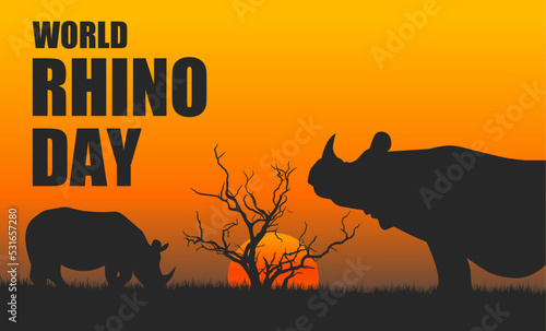 World Rhino Day vector illustration. Suitable for Poster, Banners, campaign and greeting card 