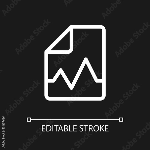 Electronic health record pixel perfect white linear ui icon for dark theme. Patient condition. Vector line pictogram. Isolated user interface symbol for night mode. Editable stroke. Arial font used