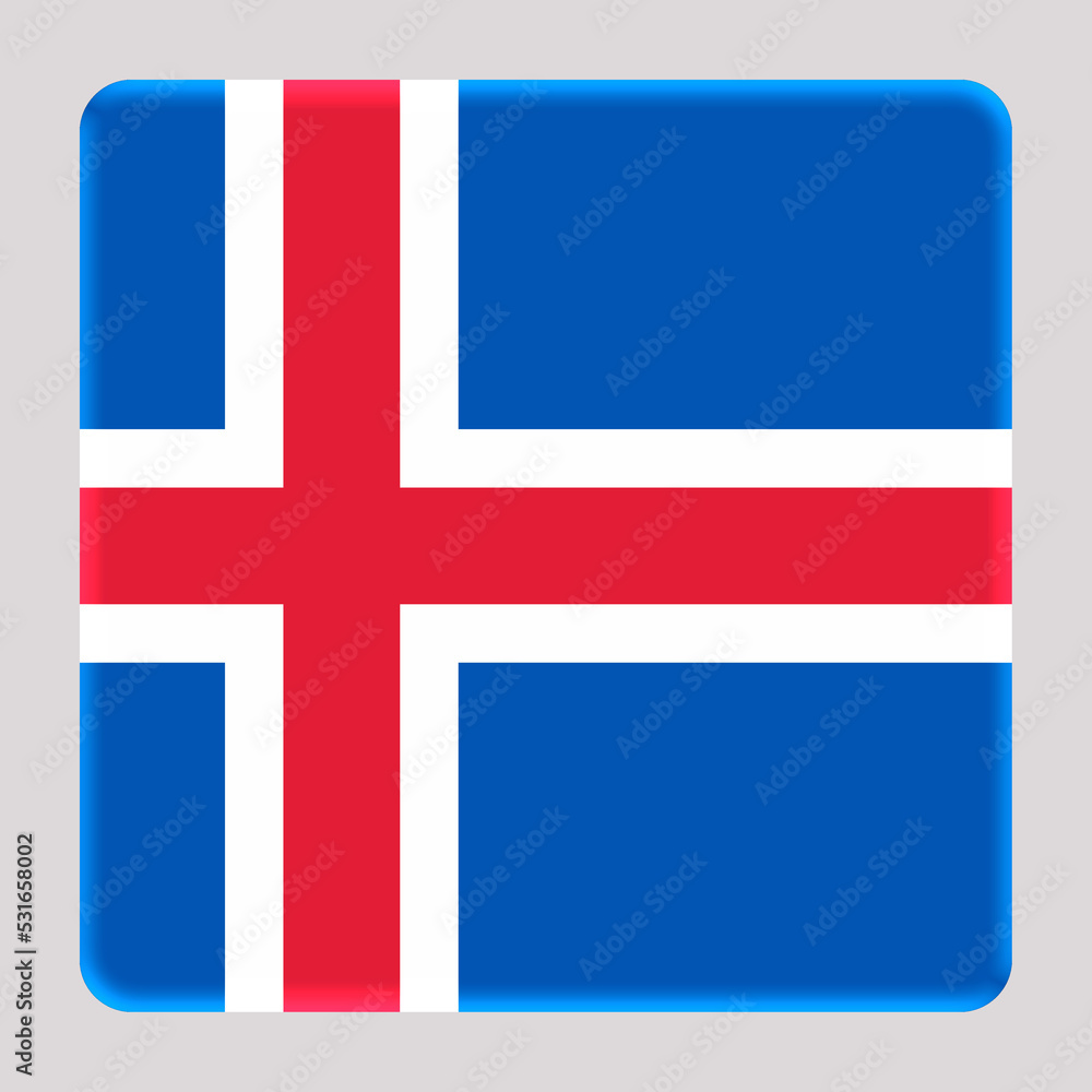 Naklejka premium 3D Flag of Iceland on a avatar square background.