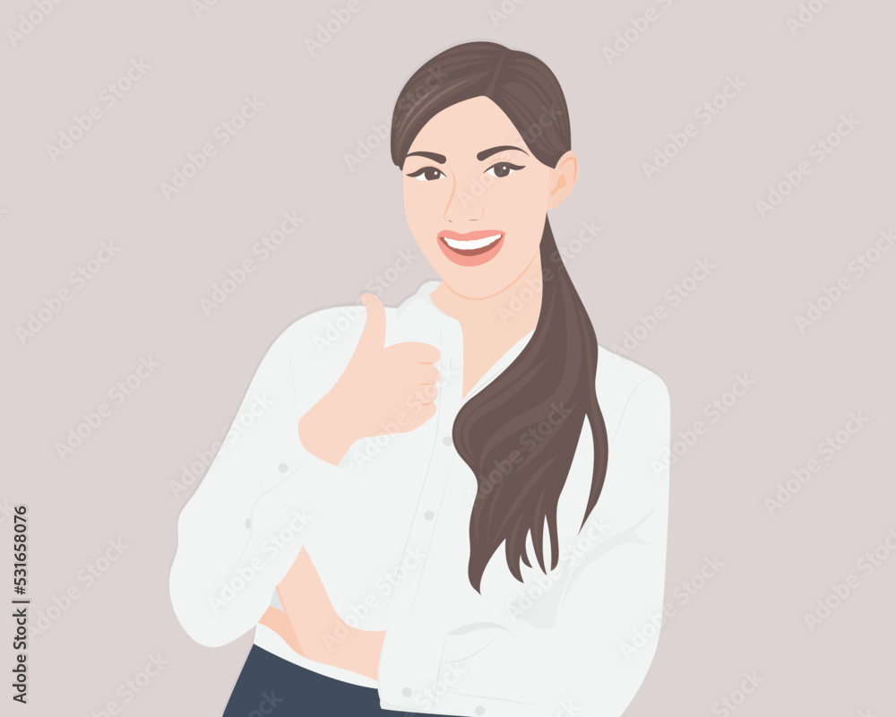 Young business woman thumbs up for great success.vector illustration. Young business woman thumbs up for great success.vector illustration.