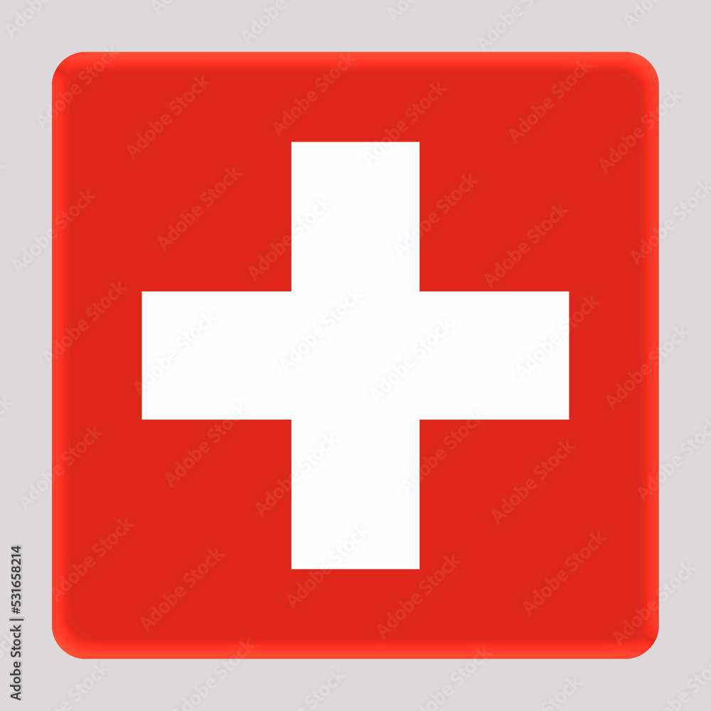 3D Flag of Switzerland on a avatar square background. 3D Flag of Switzerland on a avatar square background.