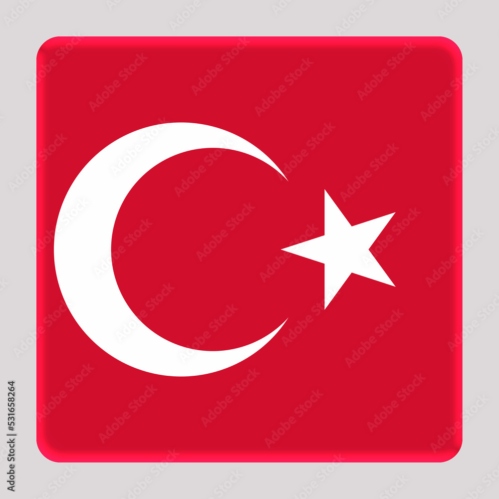 3D Flag of Turkiye on a avatar square background.