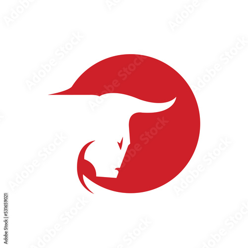 Vector of a bull on a red animal.