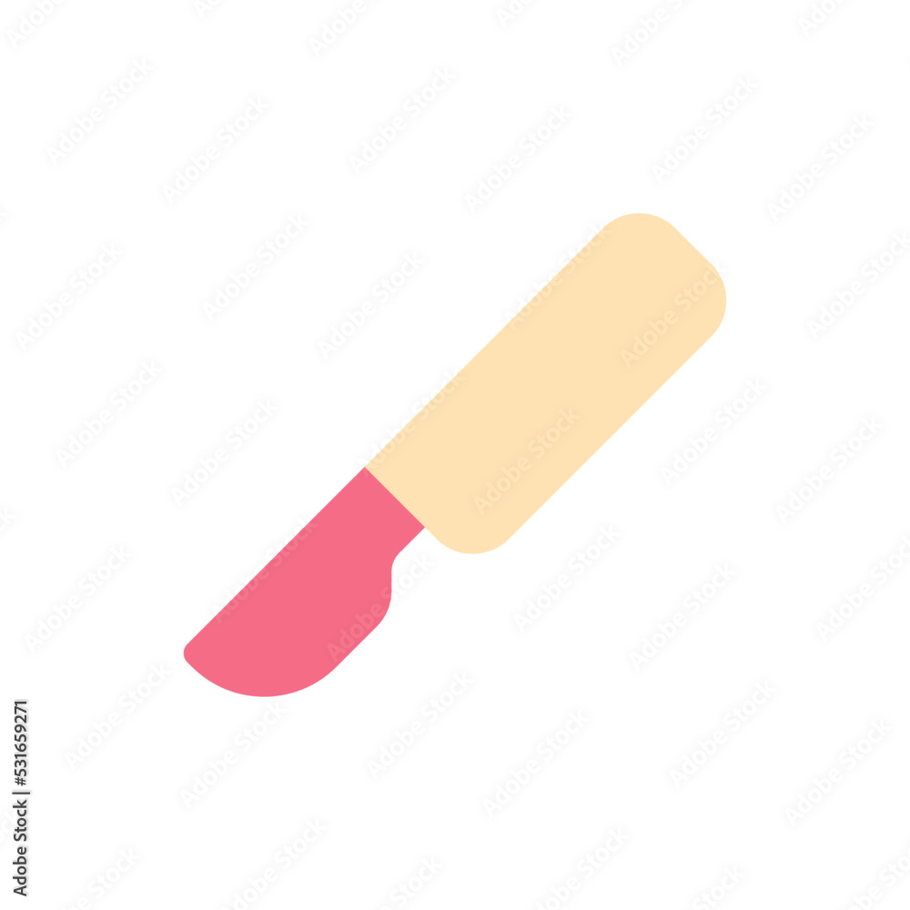 Scalpel flat color ui icon. Surgical instrument. Sterile and sharp medical tool. Surgery. Simple filled element for mobile app. Colorful solid pictogram. Vector isolated RGB illustration Scalpel flat color ui icon. Surgical instrument. Sterile and sharp medical tool. Surgery. Simple filled element for mobile app. Colorful solid pictogram. Vector isolated RGB illustration