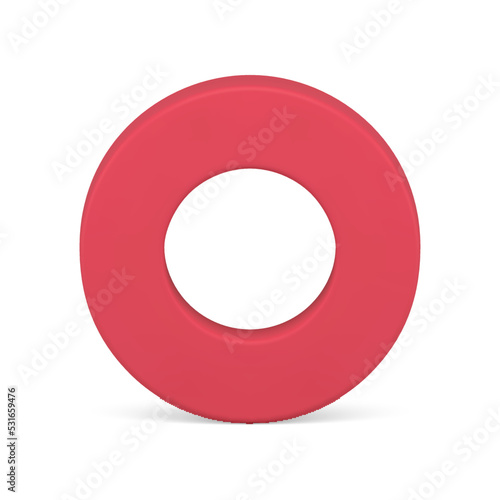 Red vertical circle foundation glossy base 3d ring abstract decorative element realistic vector