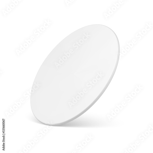 Circle section slim cylinder white podium pedestal realistic template isometric vector illustration