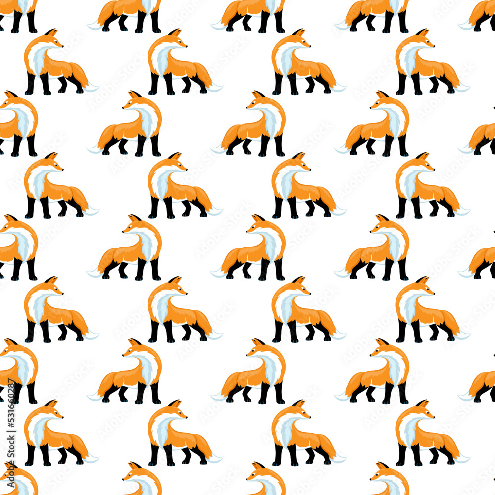 Seamless pattern with foxes on white background. Seamless pattern with foxes on white background.