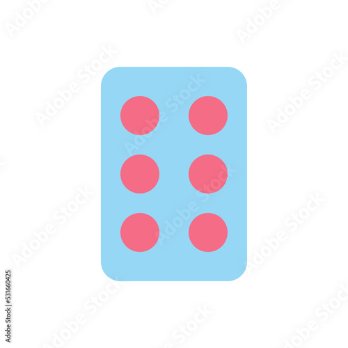 Pills in blister pack flat color ui icon. Oral medication. Drug prescript. Plastic package. Healthcare. Simple filled element for mobile app. Colorful solid pictogram. Vector isolated RGB illustration