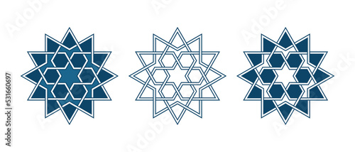 Persian geometric mosaic rosettes for Ramadan card