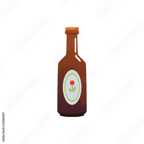 Glass bottle of beer, flat vector illustration isolated on white background.
