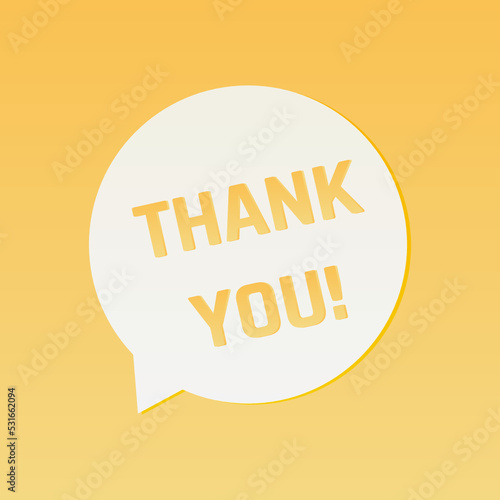 Thanks, Thank You message in round speech bubble isolated on yellow background. Gratitude banner design text message. Ideal for appreciation post, customer service, social media, etc. Vector illustrat