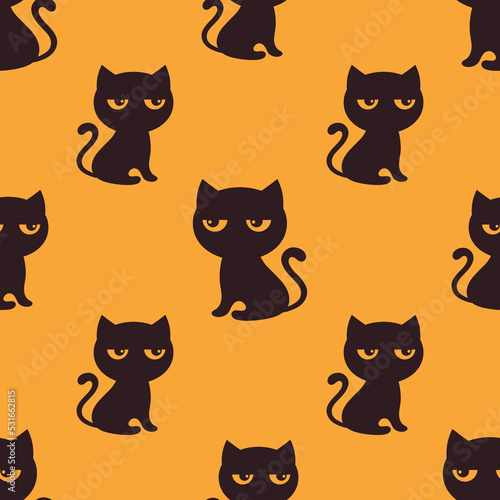 halloween seamless pattern collection with black cat