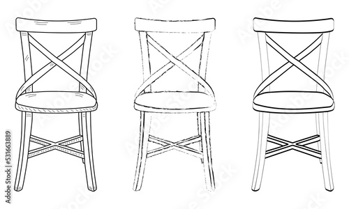 outline silhouette chair, stool, stool, piece of furniture, flat style, vector isolated white background,