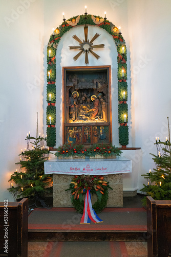 Obraz na płótnie Altar der Stille-Nacht-Kapelle in Oberndorf w salonie
