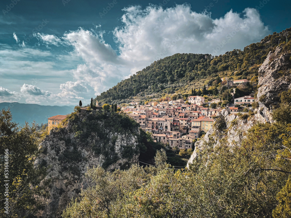 Village of Peille hanging on the mountainside
