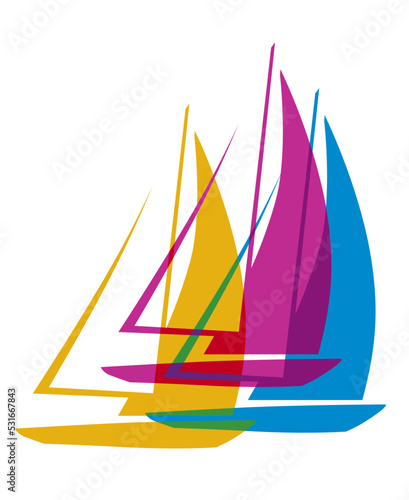 Fényképezés Sailing sport graphic in vector quality.