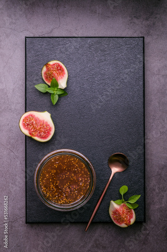 Jam figs in a glass jar