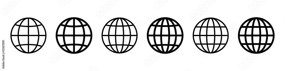 Globe icon. World sign. Global earth symbol. World internet icon. Global isolated on white background. Globe icon. World sign. Global earth symbol. World internet icon. Global isolated on white background.