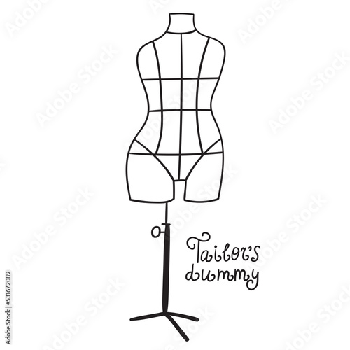 Tailor's dummy. Outline vector icon. Illustration on white background.