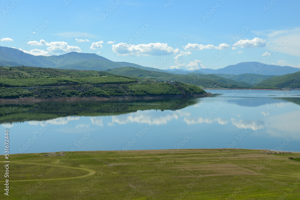View of Fierza reservoir at Kukes in Albania