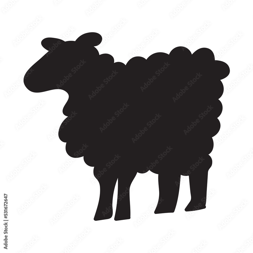 Obraz premium Sheep. Silhouette icon. Vector illustration on white background.
