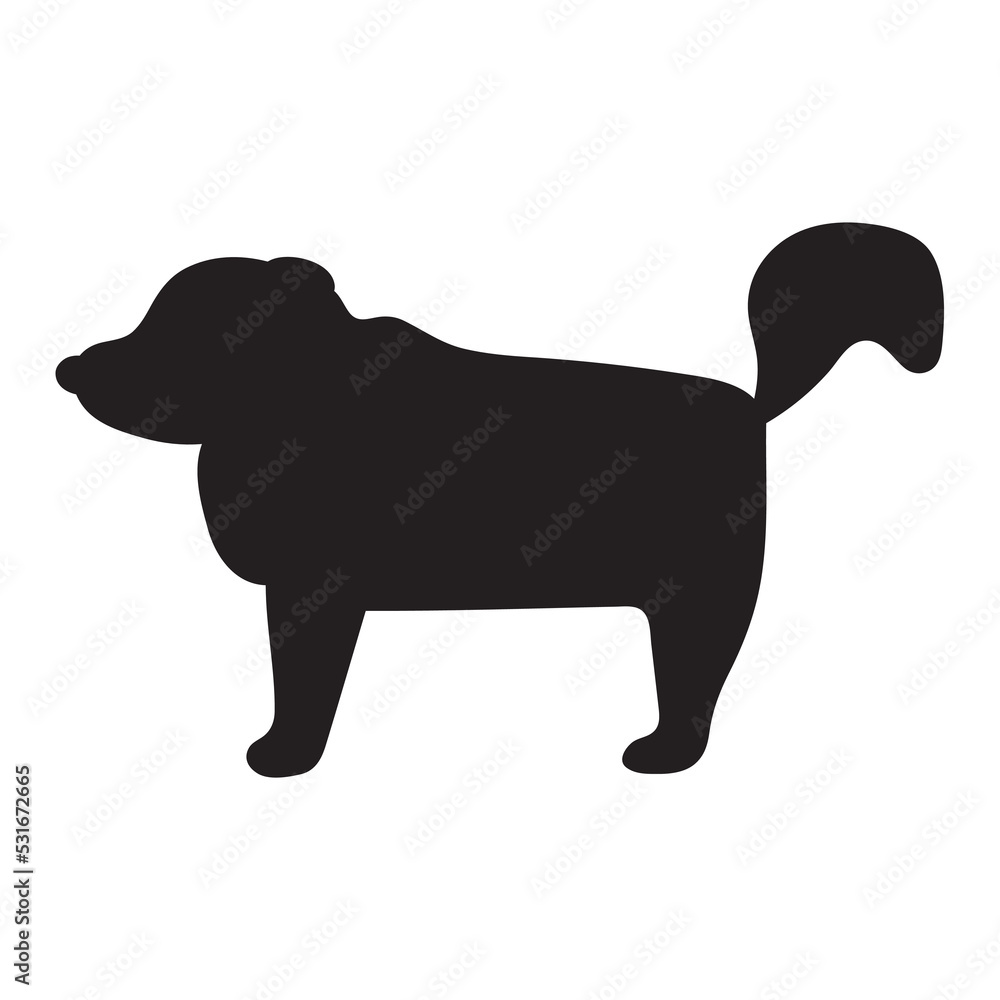Dog. Silhouette icon. Hand drawn illustration on white background.