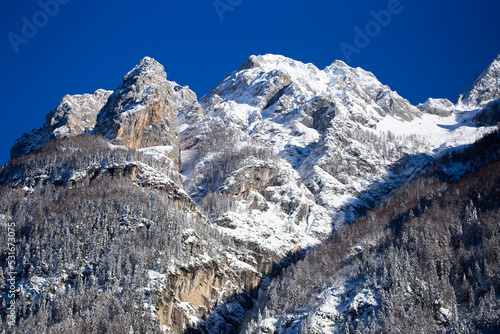 Julian Alps peaks in winter  Slovenia