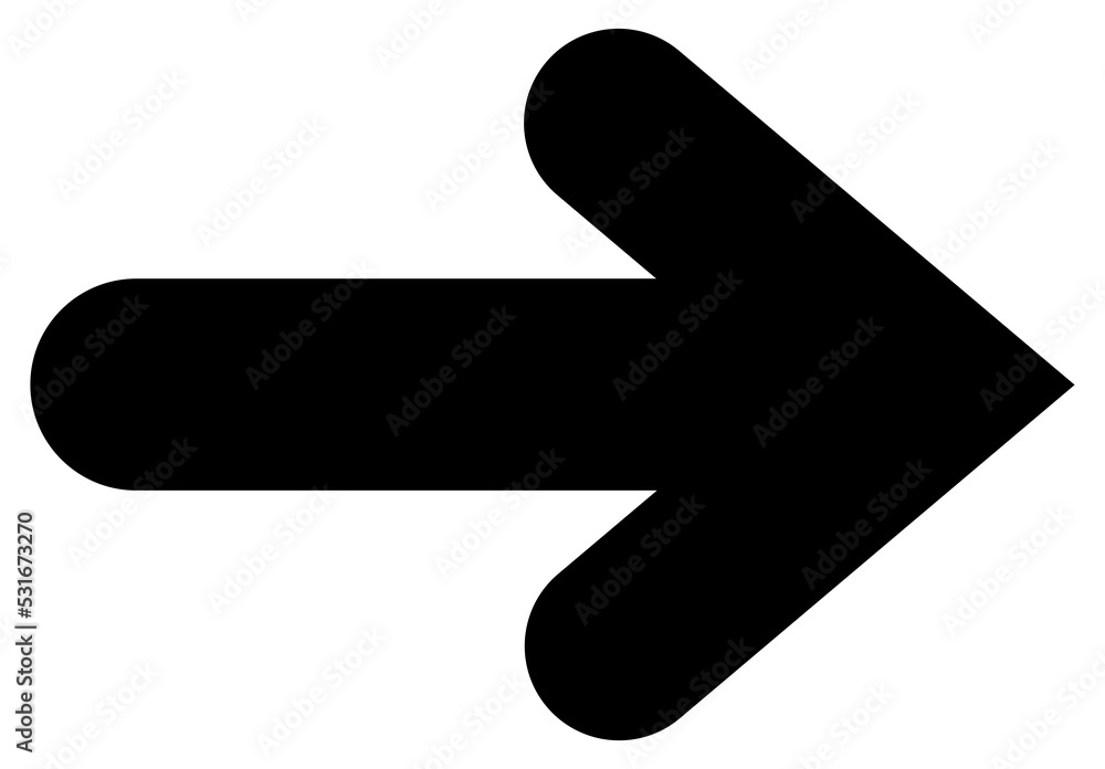 Straight arrow icon with rounded edges. Black arrow pointing to the right. Black direction pointer Straight arrow icon with rounded edges. Black arrow pointing to the right. Black direction pointer