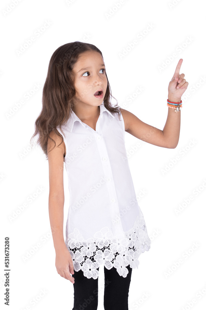 shocked girl pointing up shocked girl pointing up