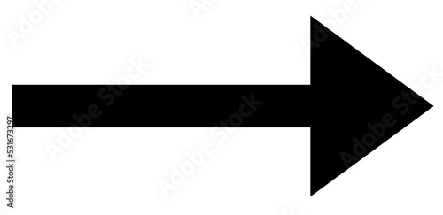 Straight arrow icon. Black arrow pointing to the right. Black direction pointer
