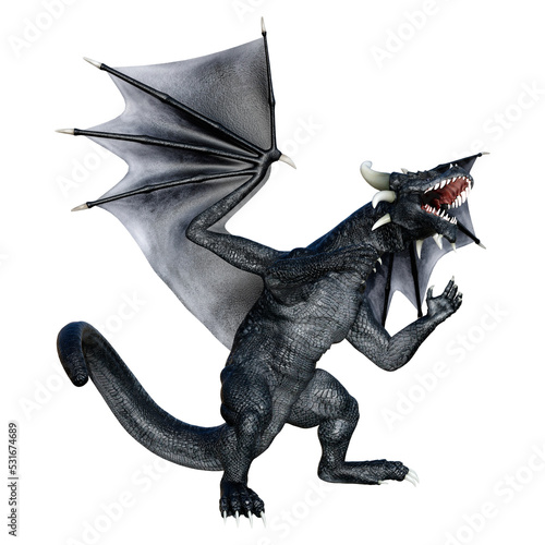 3D Rendering Fairy Tale Dragon on White