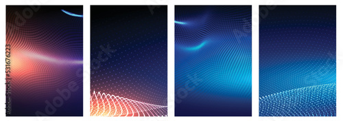 Abstract digital technology wave of particles. Vector of technology background.