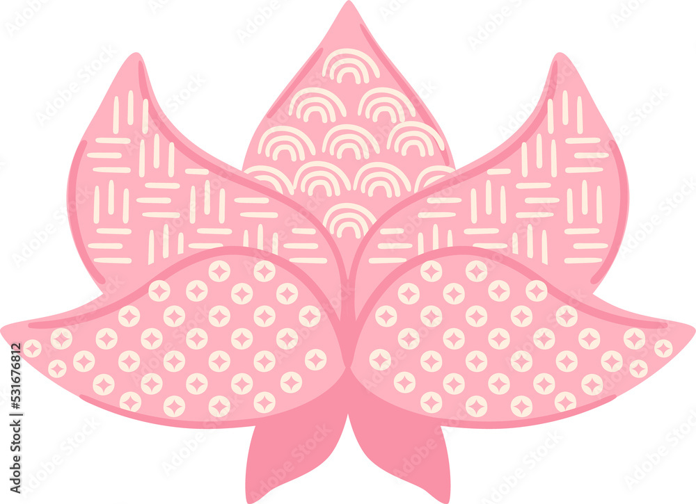 Japanese lotus flower isolated PNG. Pink asian lotus logo. Pink chinese