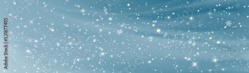 Christmas winter blue abstract background. Powder PNG. Winter holiday storm with wind and snowflakes.
