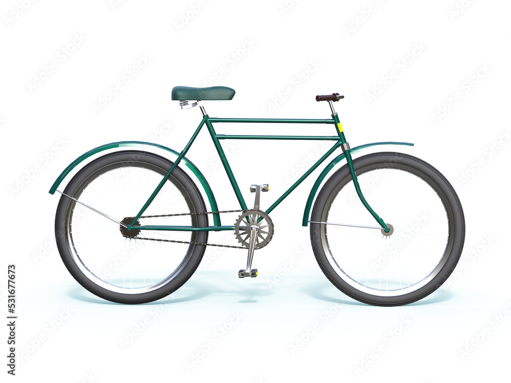 Bicycle concept poster design, retro bike 3D render, isolated on transparent background with place for text. sports hipster ride summer event concept 