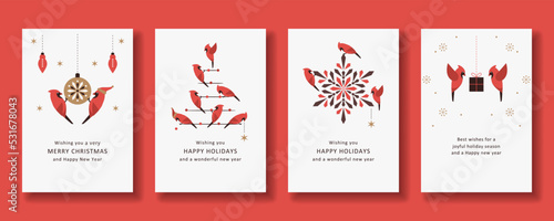 4 Holiday card set of Cardinal design