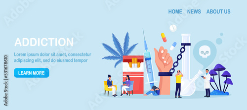 Addiction treatment, recovery and rehabilitation. Life-threatening condition. People in depression addicted to drugs, nicotine substances, alcohol. Group therapy, woman counseling with psychologist