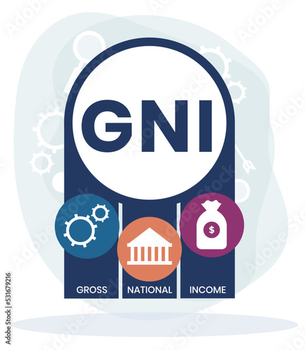 GNI - Gross National Income. acronym business concept. vector illustration concept with keywords