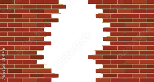 Fototapeta Naklejka Na Ścianę i Meble -  Vintage brick wall with hole