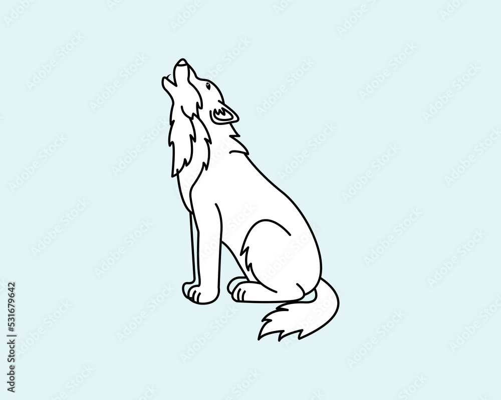 Cartoon Wolf icon illustration template for many purpose. Drawing