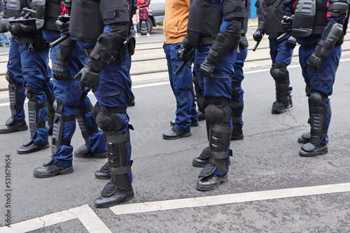 Police swat team on the street