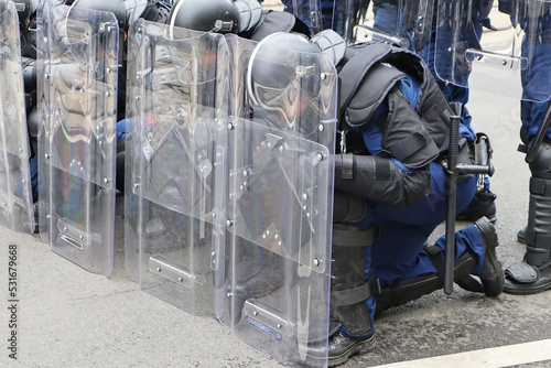 Police swat team on the street