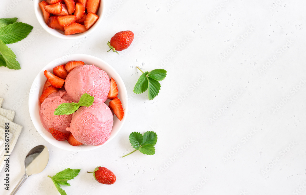 Strawberry ice cream in bowl Strawberry ice cream in bowl