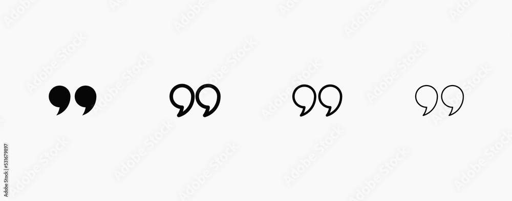 Quote mark black vector icon Quote mark black vector icon